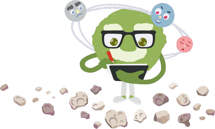 Der grüne Planet zählt die Asteroiden