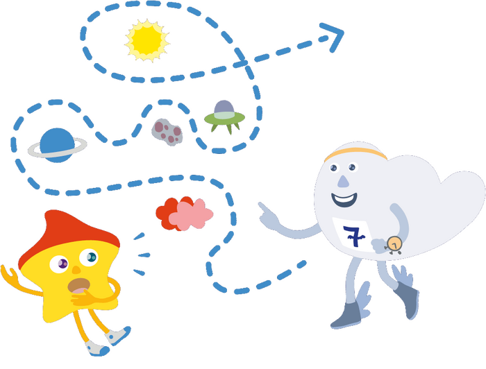 Wolke 7 beschreibt dem Kleinen Stern den Weg zum Mond