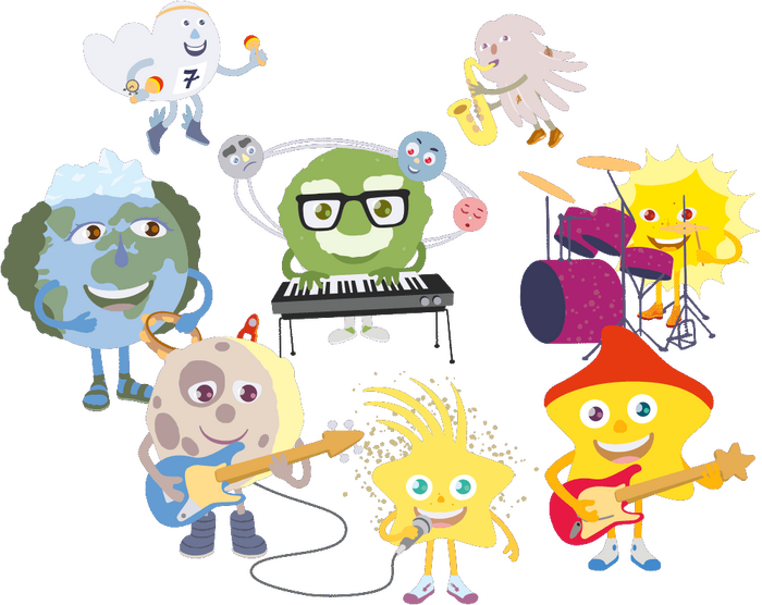 Alle Figuren des Kleinen Stern machen zusammen Musik